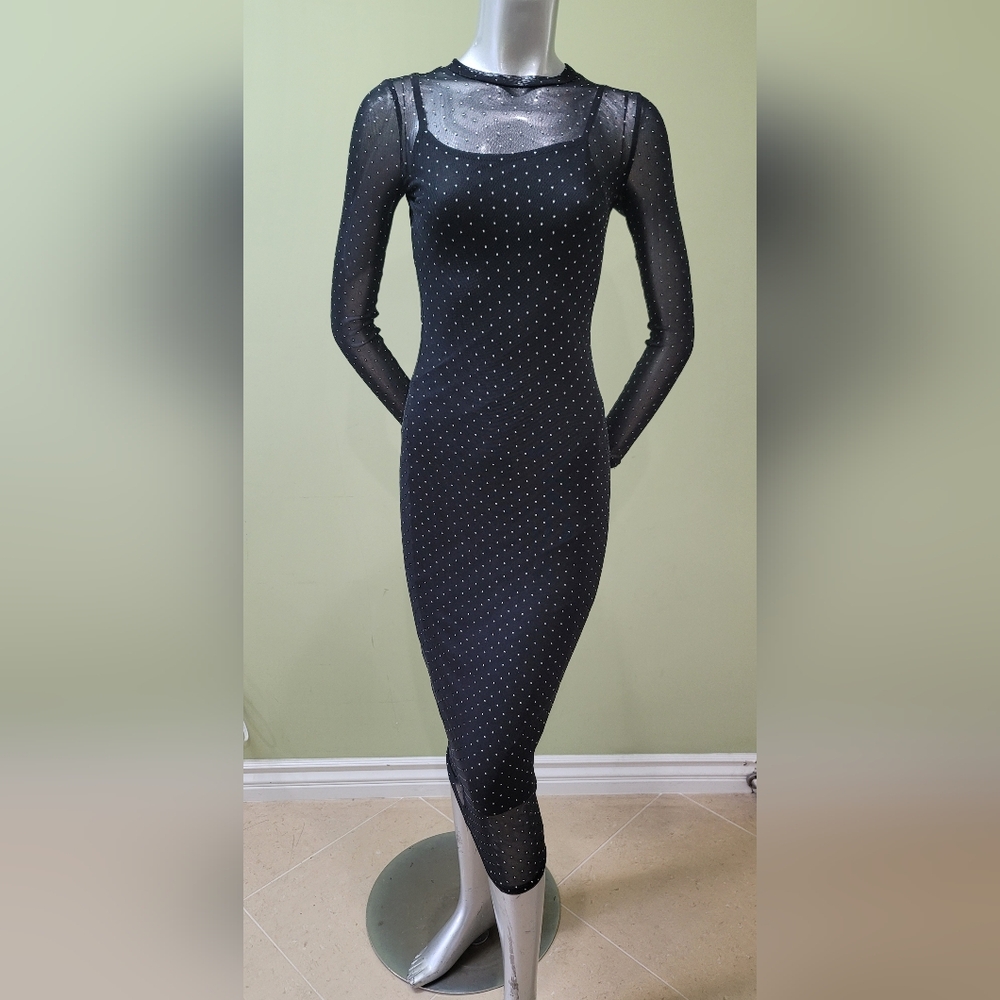 Elegant Black Polka Dot Dress